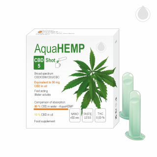 AquaHEMP CBD 5 Shot broad spectrum 4 ml 6,25 mg nano kanabinoidů